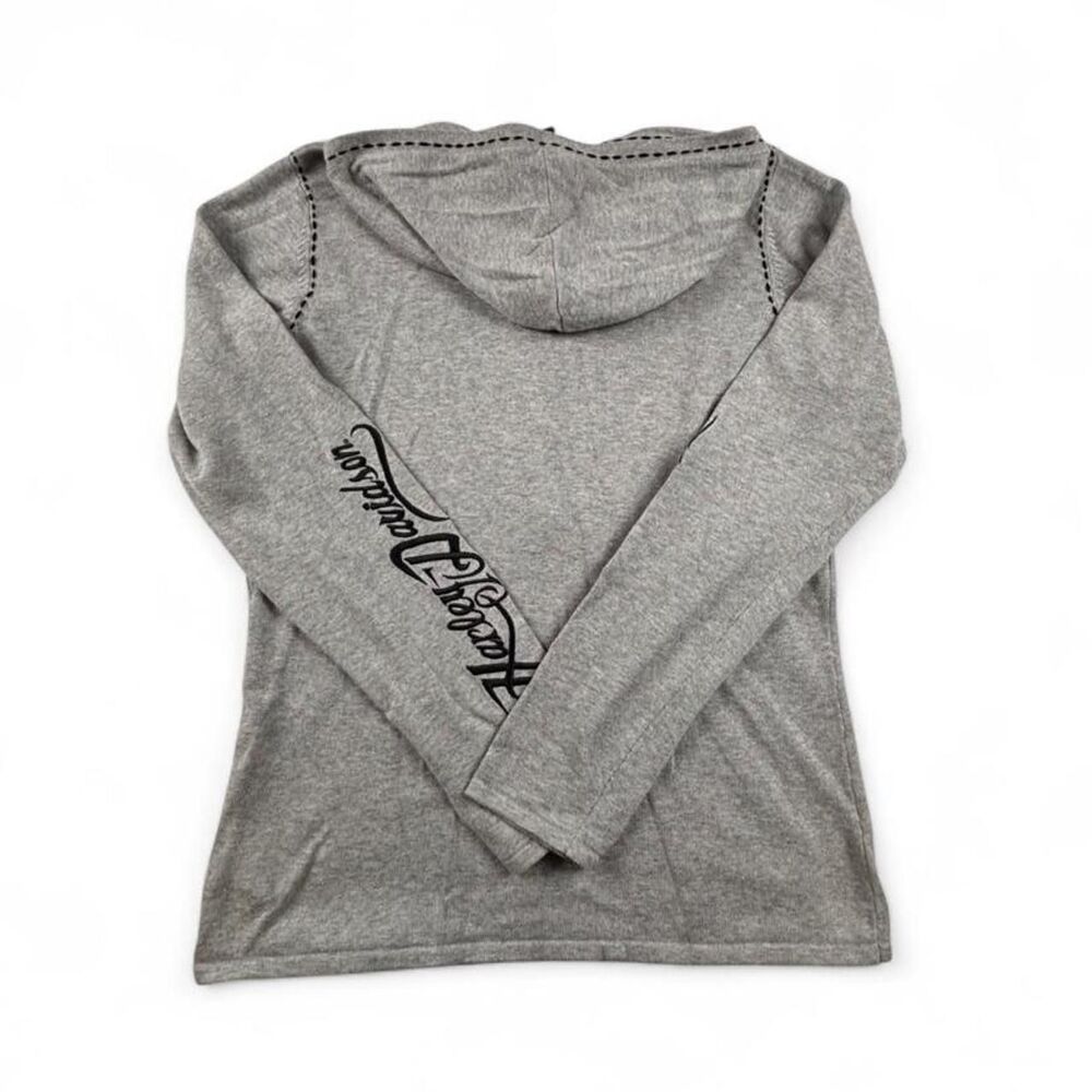 Harley-Davidson Gray Hooded Top Embroidered Sleeve Logo Women’s M - Picture 7 of 7